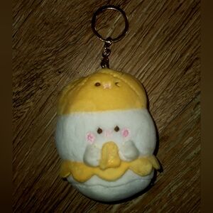 Cute Plush Hamster Keychain - Yellow and White
